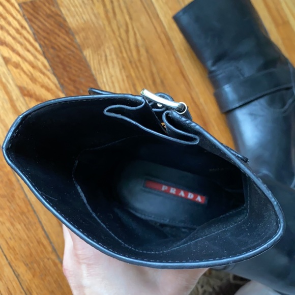 Prada Black Leather Moto Boot - Picture 10 of 13